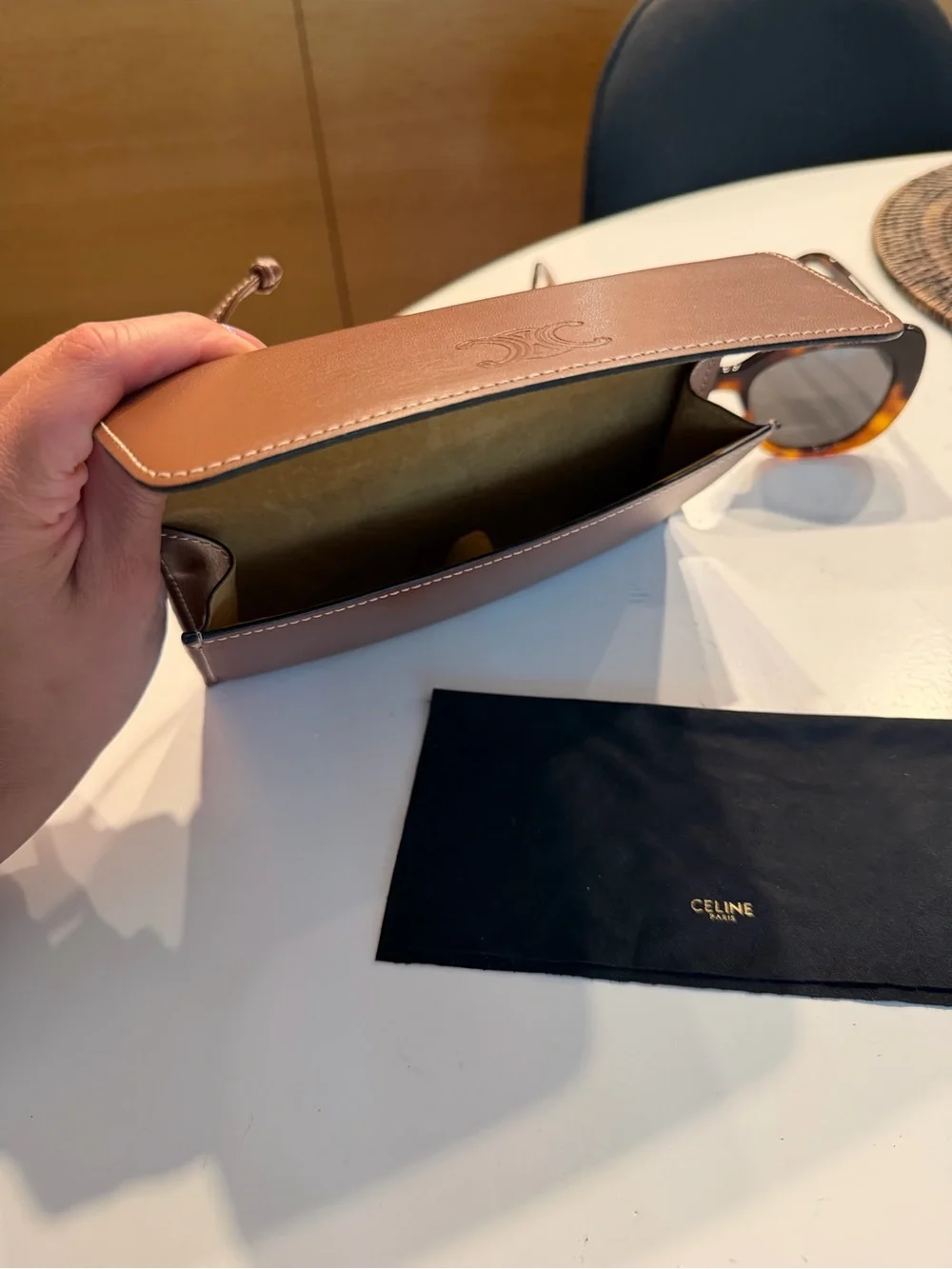 CelineTortoiseshell Square Frame Sunglasses with Gold Accent